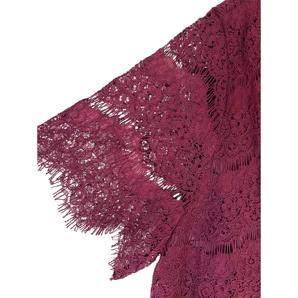 Lulus Lace Dress‎ Women XL Burgundy New NWT Short Sleeve Floral Shift Mini - Picture 4 of 9